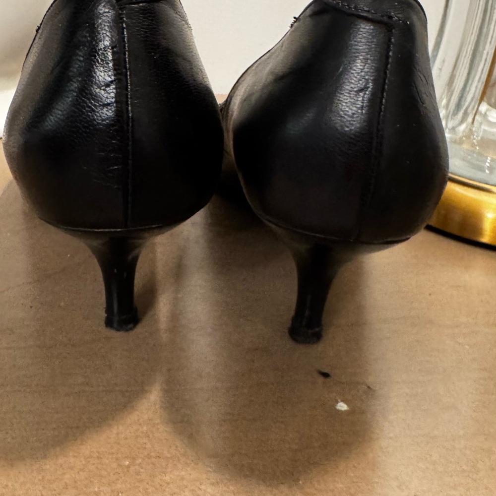 JONAK PARIS Black Leather Heels with Unique Detailing - Picture 8 of 12